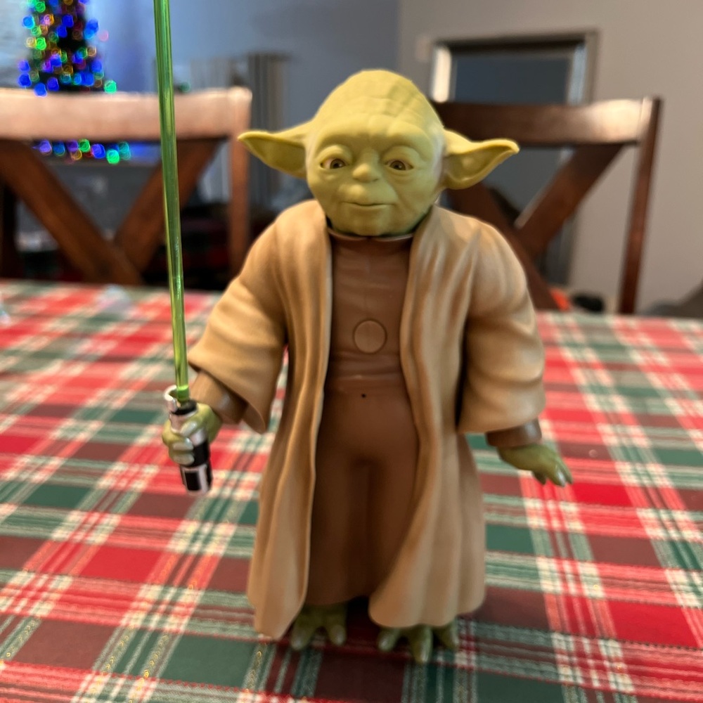 Star Wars Yoda Figure with Green Lightsaber and Tan Robe
